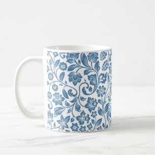 Mug Motif de vignes florales bleues et blanches ornées