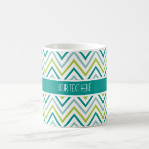 Mug Motif de zigzag gris vert turquoise de Chevron