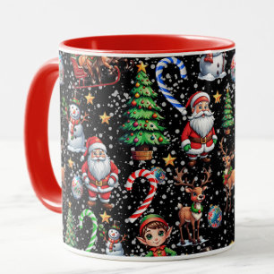 Mug Motif décoratif de Noël sur fond noir
