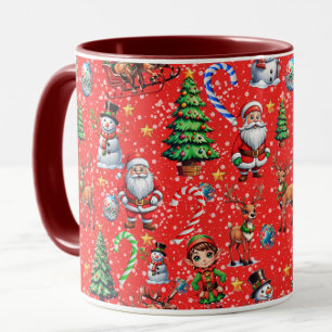 Mug Motif décoratif de Noël sur fond rouge