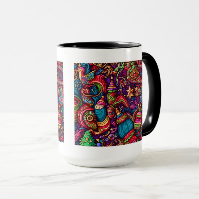 Mug Motif décorative de Noël, 15 oz (Devant droit)