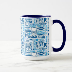 Mug Motif dentaire bleu de clinique