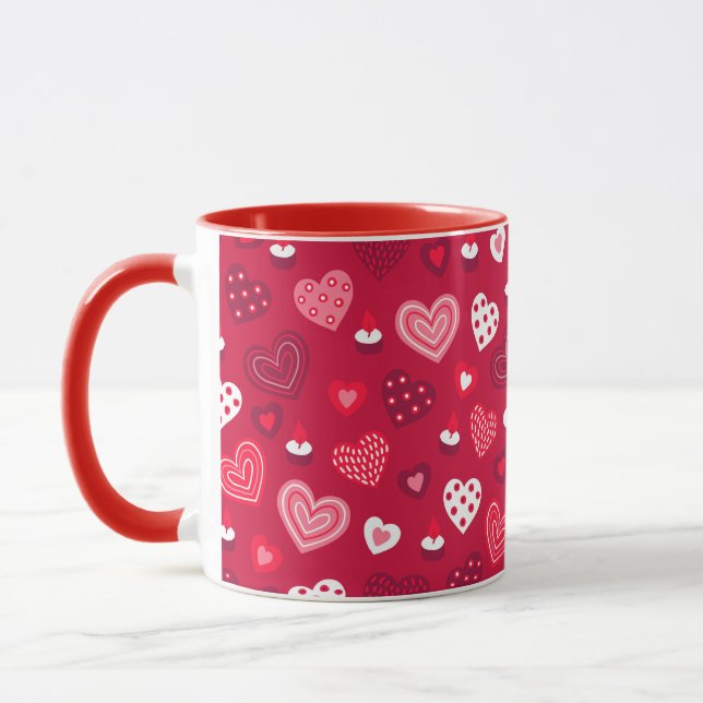 Mug Motif des coeurs de la Saint-Valentin rouge (Gauche)