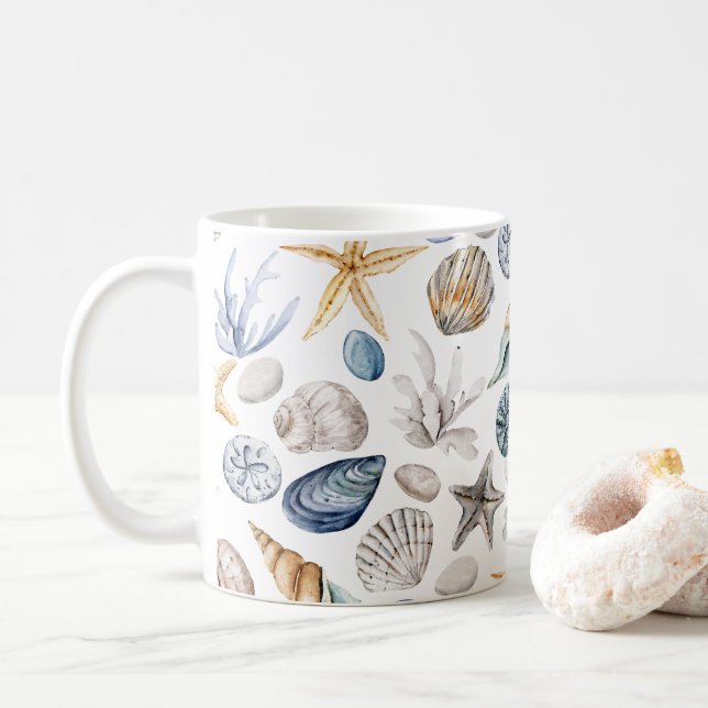 Mug motif des coquillages (Avec donut)
