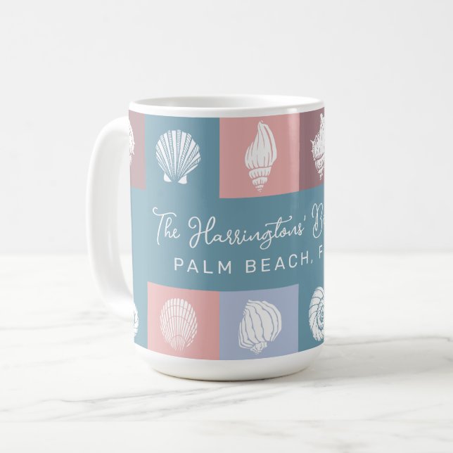 Mug Motif des coquillages de nom et d'emplacement pers (Devant gauche)
