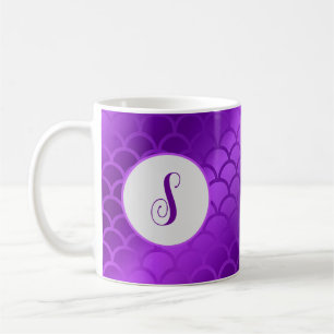 Mug Motif des échelles de sirène violet initiales pers
