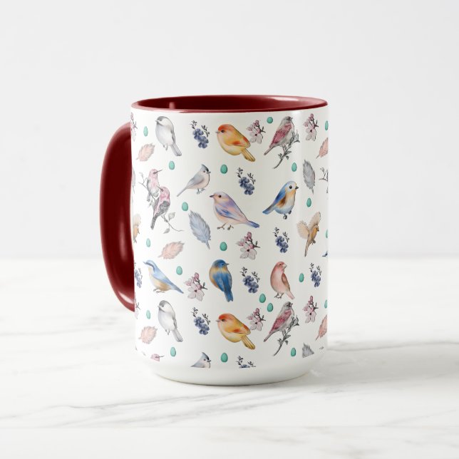 Mug Motif des oiseaux de printemps (Devant gauche)
