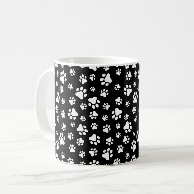 Mug Motif des pattes, Empreintes de pattes, noir et bl (Devant gauche)