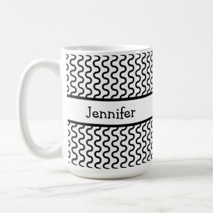 Mug Motif des vagues rétro blanches et noires personna