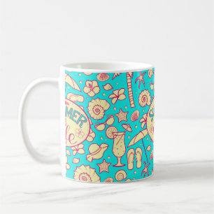 Mug Motif d'été sur arrière - plan turquoise : paraplu