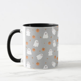 Mug Motif d'Halloween gris et gris Citrouille