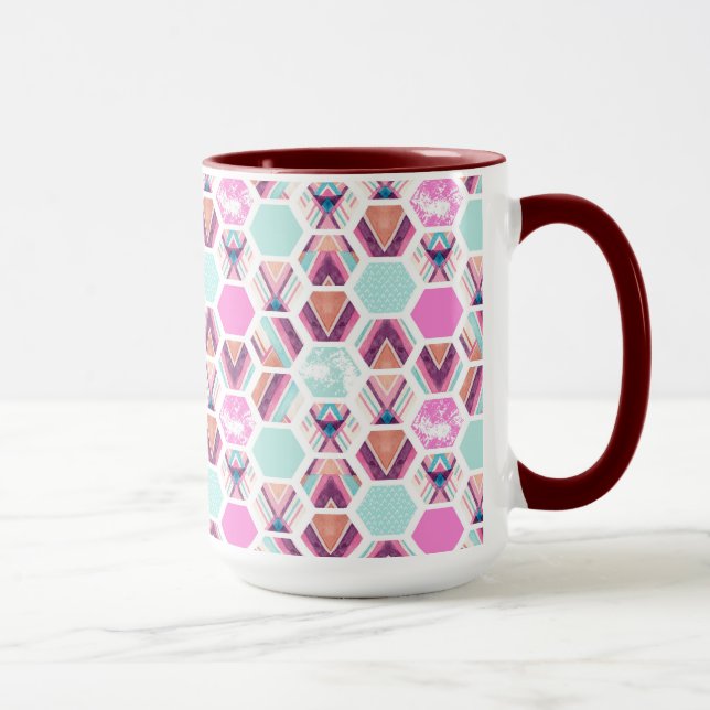 Mug Motif d'hexagone d'aquarelle (Droite)
