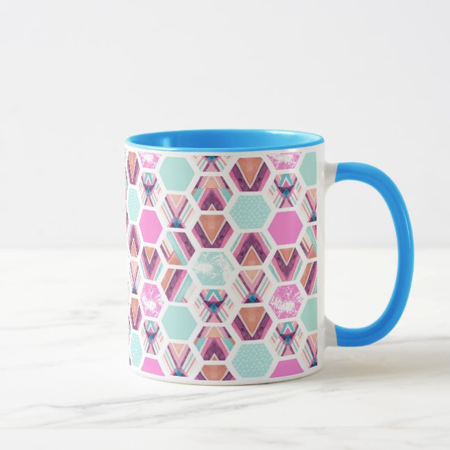 Mug Motif d'hexagone d'aquarelle (Droite)