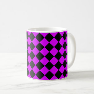 Mug Motif Diamond de damier noir violet