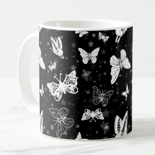 Mug Motif d'illustration noir blanc papillon (Créateur téléchargé)