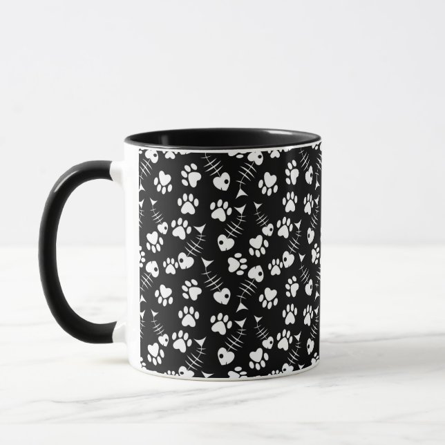 Mug motif d'impression de chat d'os de poissons (Gauche)