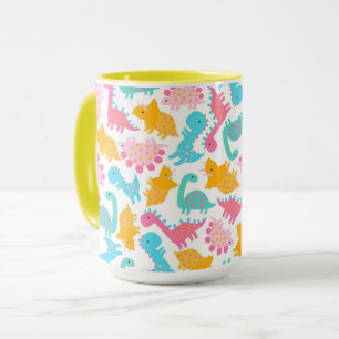 Mug Motif Dinosaur rose et Turquoise