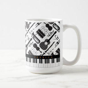 Mug Motif d'instruments de musique modernes en noir et