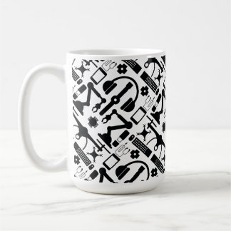 Mug Motif d'objets technologiques noirs et blancs mode