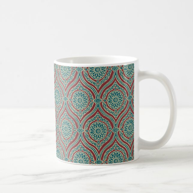 Mug Motif d'oignon ethnique chic en Maroon, Turquoise  (Droite)