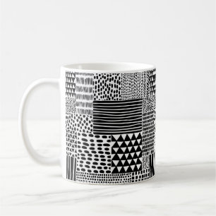 Mug Motif doodle noir et blanc sans couture. Dessin ma