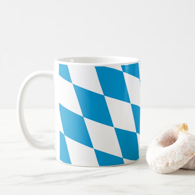 Mug Motif Drapeau Diamant Bavière bleu et blanc (Avec donut)
