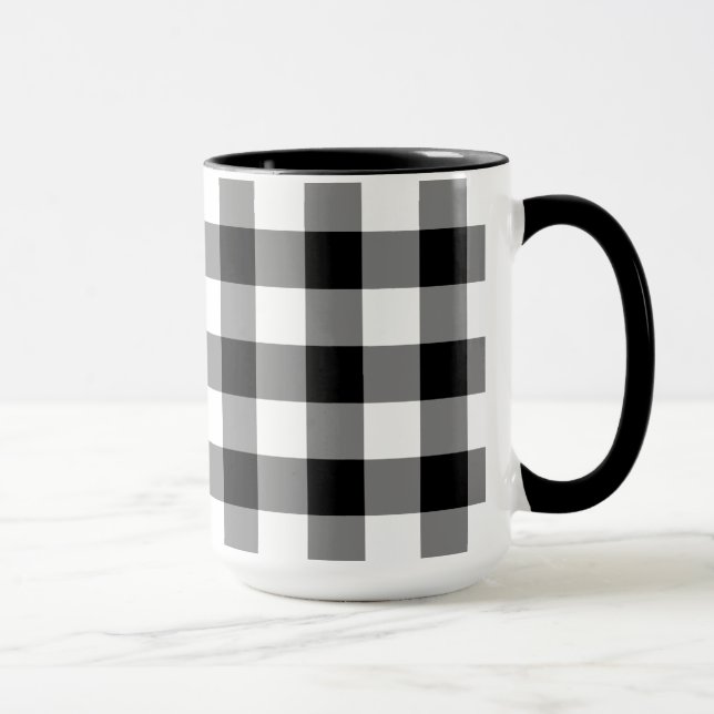 Mug Motif du chèque de bison noir et blanc (Droite)