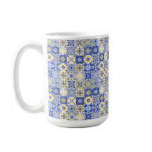 Motif élégant d'Azulejo portugais bleu et blanc