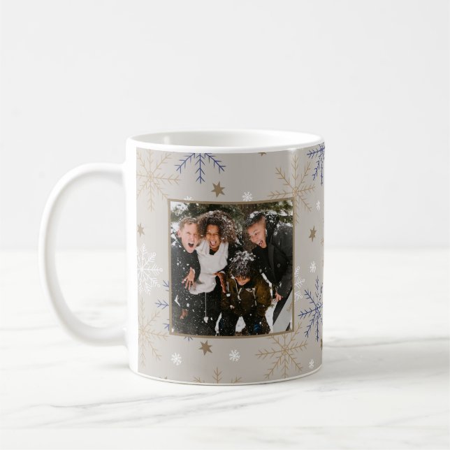 Mug Motif élégant de flocon de neige Beige 2 Photo  (Gauche)