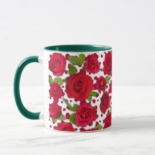 Mug Motif Élégant de Roses Florales Rouges et Roses Fo