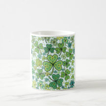 Motif élégant trèfle trèfle bleu et vert Cof