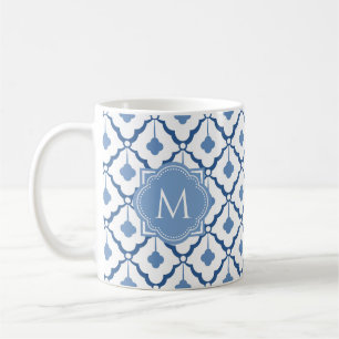 Mug Motif en céramique chinois bleu avec Monogram