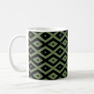 Mug Motif en diamant vert olive et noir