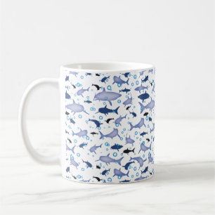 Mug Motif en silhouette de requin blanc et bleu