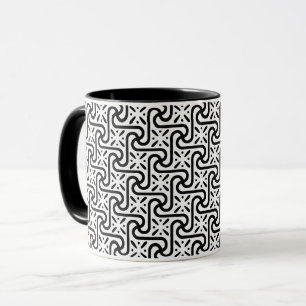 Mug Motif en tuiles égyptiennes, noir et blanc