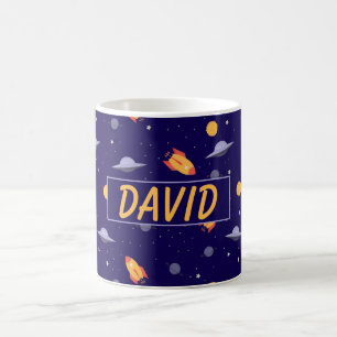 Mug Motif espace nom orange bleu