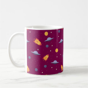 Mug Motif espace ufO orange rouge