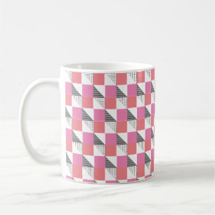Mug motif esthétique en damier rose et noir