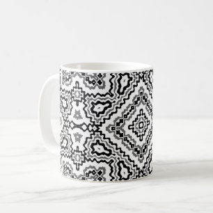 Mug motif ethnique géométrique noir et blanc ornement