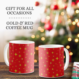 Mug Motif Étoiles Dorées et Pétales Floraux Lueur Douc