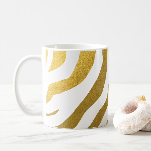 Mug Motif Faux Gold Zebra Print Stripes (Avec donut)