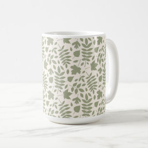 Mug Motif Feuille déchiré vert sur crème