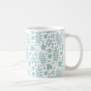 Mug Motif Feuille perdu Turquoise sur blanc