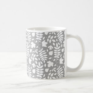 Mug Motif Feuille tombé blanc sur gris