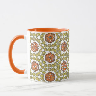 Mug Motif Fleur Jaune et Orange Rétro