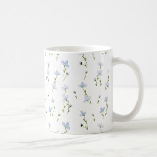 Mug Motif Fleur sauvage bleu aquarelle