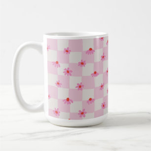 Mug Motif floral à carreaux de marguerite rose tendre