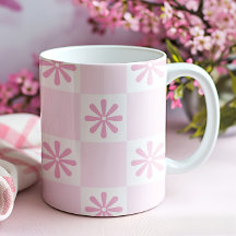 Motif floral à carreaux rose rétro