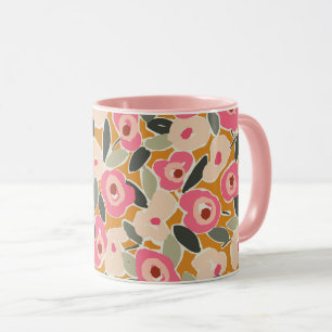 Mug Motif floral à l'encre gras   Botanique dessinée à