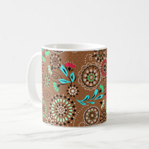 Mug Motif floral abstrait folklorique ethnique marron